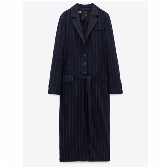 Limited edition navy wool pinstripe coat - Picture 3 of 9